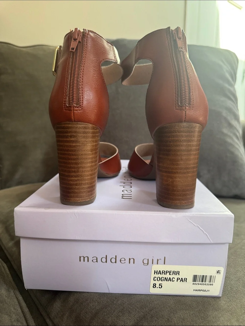 Madden Girl Cognac Block Heel Sandals